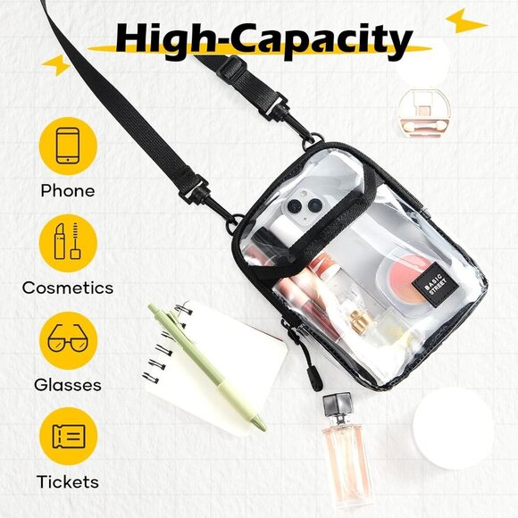 Versatile Clear Mini Crossbody Bag - Stylish Small Messenger Satchel - Picture 4 of 9